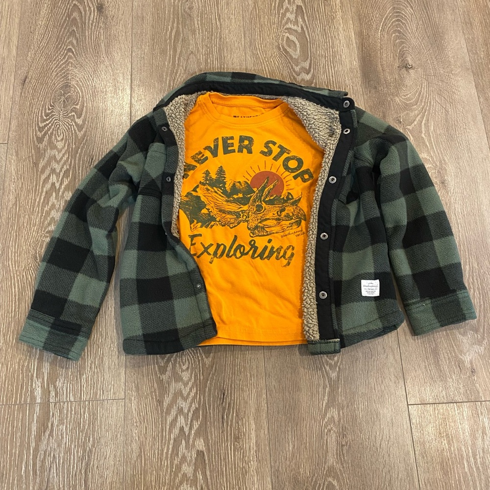 Weatherproof Green Plaid Jacket with Orange Tee